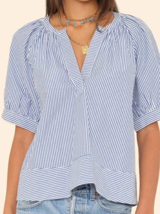 XiRENA Tops - Xirena navy and white stripe blouse size medium